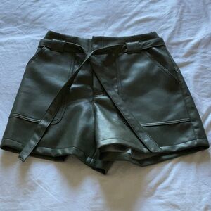 Green Leather Bagatelle Shorts